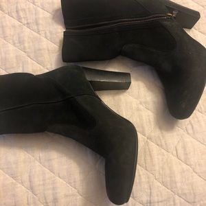 UGG Black Suede Ankle Boots with Block Heel